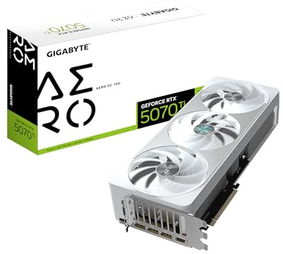 GIGABYTE GeForce RTX 5070 Ti AERO OC 16G Scheda grafica, 16GB 256-bit GDDR7, PCIe 5.0, sistema di raffreddamento WINDFORCE, scheda video GV-N507TAERO OC-16GD