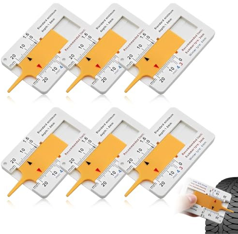 Spessimetro per Pneumatici Misuratori Spessore Battistrada profondità del Battistrada 0-20mm Tyre Tread Depth Gauge [6 Pezzi]