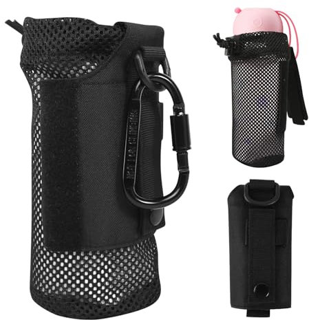 YGKYMVW Tactical Molle Wasserflasche Beutel, Taktisch Flaschenhalter Molle mit Karabiner, Flaschenhalter Rucksack faltbar Mesh Flaschenhalter für Outdoor Aktivitäten Camping Wandern Reisen