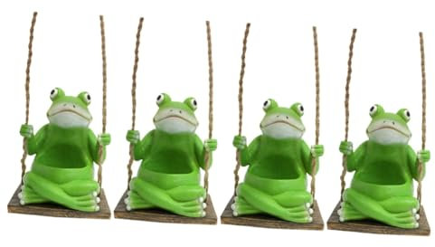Kisangel 4 Stück Frosch-anhänger Fee Marionette Frösche Bausatz Mini Plüschtiere Ausgestopft Krähe Zwerge Tragen Blumentöpfe Schaukel Blumenkübel Anhänger Mit Froschdekor Harz