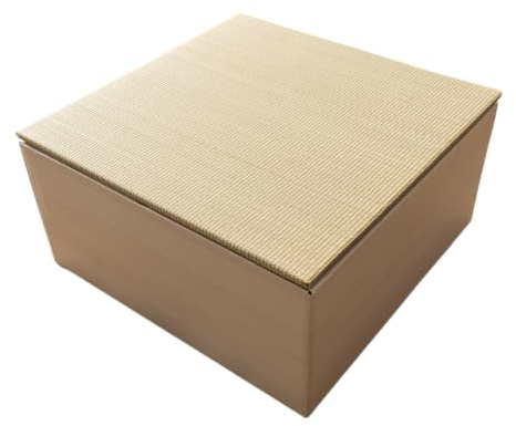 BJDesign Quadratische Tatami-Bank und erhöhte Plattform, japanischer Stil, Igusa-Rush-Grasplatte, Holzmaserung, weiß, 61 x 61 x 29,5 cm, einfache Montage, langlebig, 1 Set