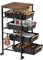 Landmok Küchenwagen mit 5 Ebenen & Schubladen, Aufbewahrungswagen aus Metall mit Holzplatte, Belüfteten Körben und Rollen, Snack-Organizer für Obst, Gemüse und Mikrowelle (32,5x36,5x82 cm, Schwarz​​)