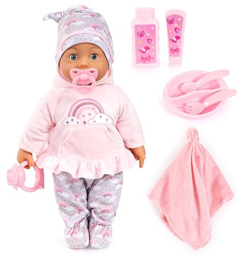 Bayer Design Interaktive Babypuppe 46 cm mit Zubehör, spricht & schläft | Interaktive Babypuppe mit Sprachfunktion und Schlafaugen für realistischen Spielspaß.