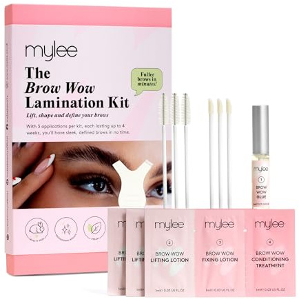 Mylee Kit de Lamination des Sourcils Brow Wow, Sourcils visiblement plus fournis en quelques minutes, Système en 3 étapes, Jusqu’à 3 utilisations, Tenue jusqu’à 4 semaines, Végan et sans cruauté