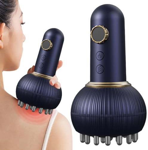 Cellulite Massagegerät, Infrarot Massagegerät Multi-Funktions Elektrische Meridianbürste massagegerät Gesicht Tragbares Lymphmassage Gerät Wärme Und Muskelentspannung (Blau)