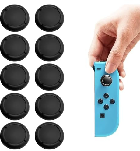 5 Pairs Thumb Grip Caps for Nintendo Switch & Switch OLED, Soft Silicone Joystick Covers, Anti-Slip & Wear-Resistant, Enhance Gaming Control & Protect Controller for Gaming Session (Black)