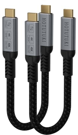 cables usbc court 15cm+15cm Compatible avec Thunderbolt 4/3,20Gbps Transfert de données Câble USB 3.2 Gen2, 240W 20V/5A usb c charge rapide, Transmission vidéo 4K pour moniteurs,Laptops, vr,Monitor