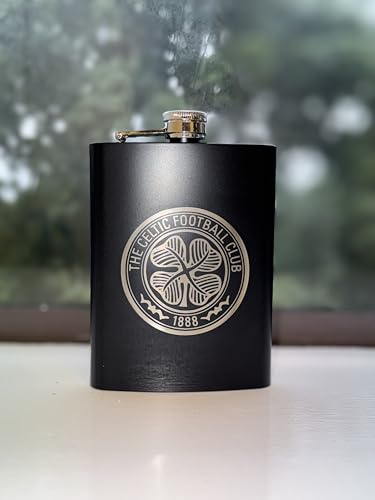Celtic Engraved Hip Flask, Black 8oz Stainless Steel
