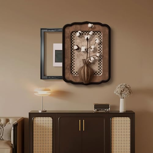 Cache-boîte à disjoncteurs style rétro,Cache-tableau de distribution décoratif,mural,cache-boîte fusibles armoire,pour,tableaux et interrupteurs(E,60 * 80cm/23.6 * 31.5in)