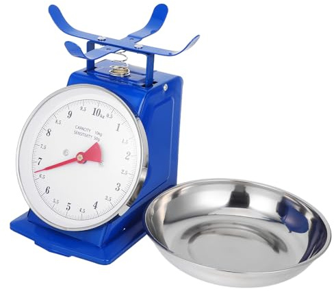 Mechanische Küchenwaage 10kg Blau aus Eisen und Edelstahl | Küchenwaage Mechanisch, Abnehmbare Schale, Ablesbares Zifferblatt für Kochen und Backen