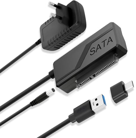 ARCELI USB 3.0 zu SATA Konverter-Adapter für 2,5-Zoll-/3,5-Zoll-HDD-/SSD-Festplatten, U-Disk-Adapter für SATA-Laufwerke, mit 12 V/2 A Netzteiladapter