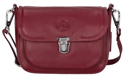 Sattlers & Co. Umhängetasche The Smooth Pachiki | schicke Umhängetasche für Damen | mit längenverstellbarem Schulterriemen | aus echtem Leder (ruby)