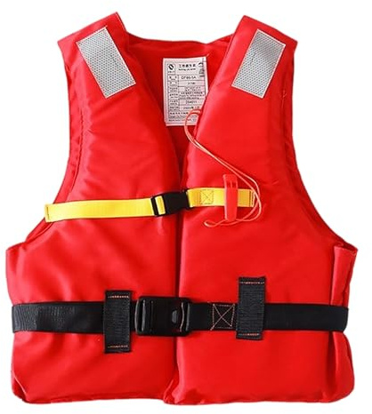 2026 Professionelle Rettungsweste für Erwachsene bei Wassersportaktivitäten wie Bootfahren Schwimmen im Freien (Red, 57CM)