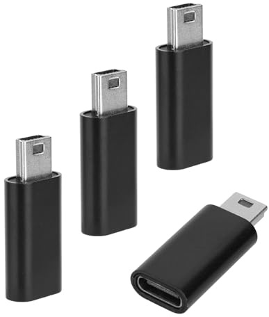 BTFO 4pz Adattatori da USB-C a Mini USB, Connettore da USB-C Femmina a Mini USB 2.0 Supporta Ricarica e Sincronizzazione dei Dati Compatibile con Fotocamere Digitali Lettori MP3