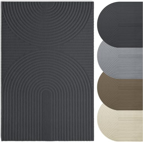 Twinzen - Fußmatte Oeko-Tex 50x80 cm Innen Außen, Schmutzfangmatte rutschfest Saugfähig, Waschbar, Anthrazit