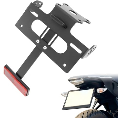 Velexmoto Kennzeichenhalter Halterung kompatibel mit Yamaha MT125 2020–2026 | Nummernschildhalter kompatibel mit MT-125 2020 2021 2022 2023 2024 2025 2026 MT 125, mit LED-Kennzeichenleuchte, Aluminium