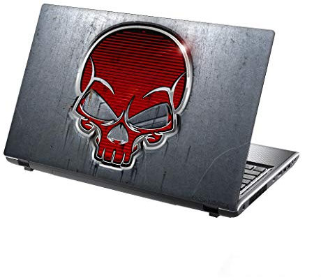 TaylorHe 15.6 inch 15 inch Laptop Skin Vinyl Decal with Colorful Patterns and Leather Effect Laminate MADE IN England Grunge Metal Skull