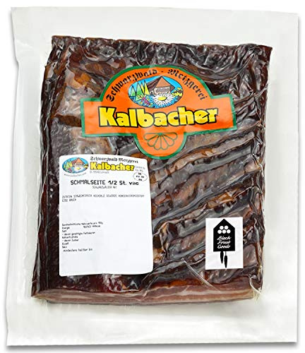 Schwarzwälder Schmalseite - 1,1 kg - Deutsche Produktion - 1/2 Stück vakuumiert - CMA Gütezeichen - Schweinebauch - Traditionell geräuchert - Einzigartiger Geschmack