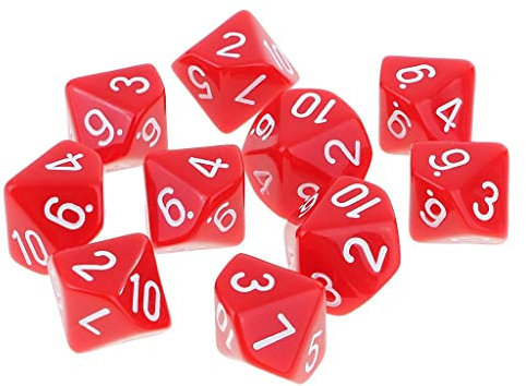 Sharplace 10 Stück DND Würfel für Rollenspiele, Polyedrische Würfel Dungeon and Dragons, Tischspielwürfel, 16 mm Acrylwürfel Puzzle Brettspielwürfel für Pathfinder DND RPG MTG D&D D10, Rot