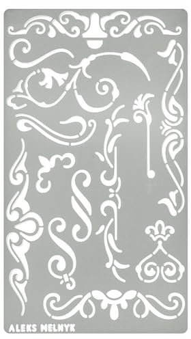 Aleks Melnyk #4 Schablonen Vintage Ornamente, Designer Metall Stencil für Möbel, vorlagen shabby, chabby chic, Malerschablonen für die Wand Muster, Template, Brandmalerei, Gravur, Set 1 Stück