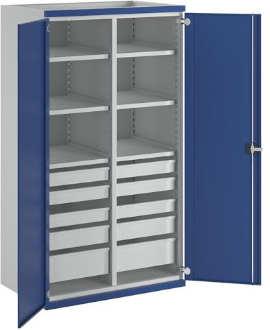 ANKE | Schwerlastschrank mit Trennwand | 10 Schubladen | HxBxT 1950 x 1084 x 690 mm