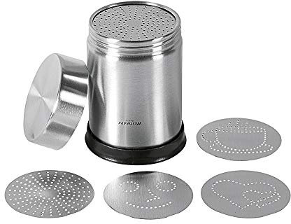 Unbekannt WESTMARK Dekorier-/Kakaostreuer 4 Motive 10cm Ø7cm - FOOD SHAKER - Silber