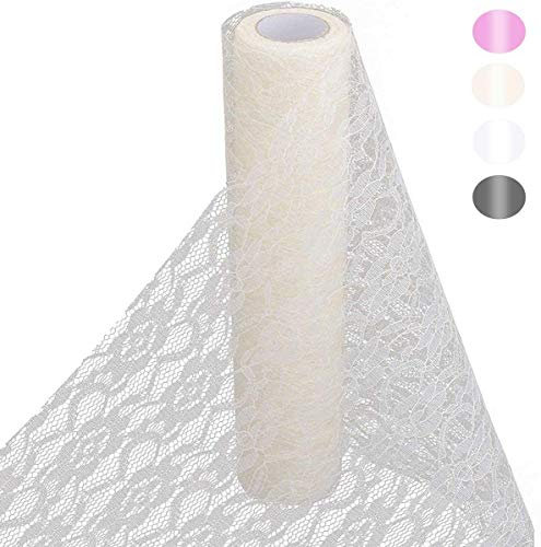 HOMYHOME Tischläufer Hochzeit Weinlese Spitze tabellen läufer Creme Festival Hochzeits Ereignis Tischdekoration 15cm * 22 Meter Rolle (Beige, 6 in)