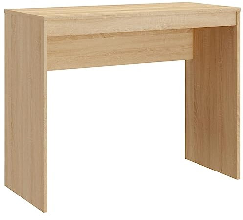 vidaXL Escritorio Contrachapada Mobiliario Decoración Diseño Sencillo Elegante Funcional Práctico Compacto Versátil Color Roble Sonoma 90x40x72cm