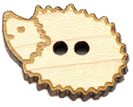NaturSchatulle Holzknöpfe Motiv Igel | 5 Stück Ahorn 2 Loch Knöpfe Holz DIY Basteln Nähen Schmuckherstellung Annähen Kinderknöpfe