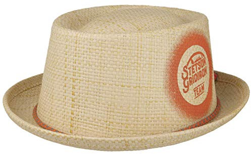STETSON Chapeau en Paille Gridiron Pork Pie Femme/Homme - de Plage Soleil avec Doublure Été Printemps-été - M (56-57 cm) Nature