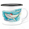 Ligarti Emaille Tasse (leicht & robust) | Camping Becher handveredelt in Deutschland | Trinkbecher für Kinder, Kaffeetasse, Emaillebecher | Wal, Weihnachten