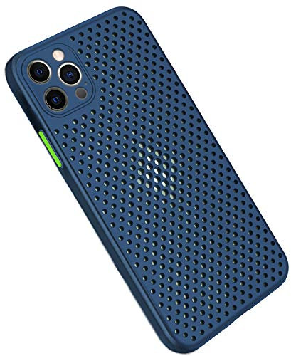 Rdyi6ba8 for iPhone 12 Pro Max Case, Heat Dissipation Breathable Cooling Hollow Cellular Hole Case Ultra-thin TPU Anti-Scratch Anti-Fingerprint Phone Case for iPhone 12 Pro Max, Royal blue