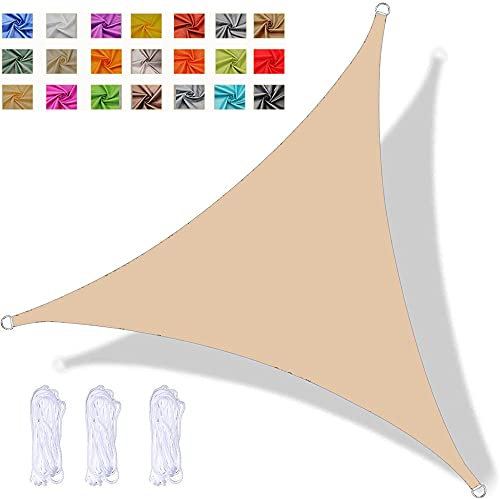 Sonnensegel Dreieckig 2x2x2m Sonnenschutz Wasserdicht Windschutz Sonnensegel UV Schutz 98% Sunsegel für Garten Terrasse Outdoor Camping Patio Schwimmbad, Creme Farben