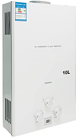 Tankless Propane Gas Water Heater, 10L Portable Instant Hot Water Heater | LED Display Propane Water Heater Instant On-Demand Boiler with Shower Head Kit for Kitchen Home Camping, White