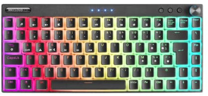 Mars Gaming MKCLOUD, Tastiera Meccanica Senza Fili RGB Nero, Ultra-compatto 75%, Interruttore Outemu SQ PRO Rosso, Lingua Francese