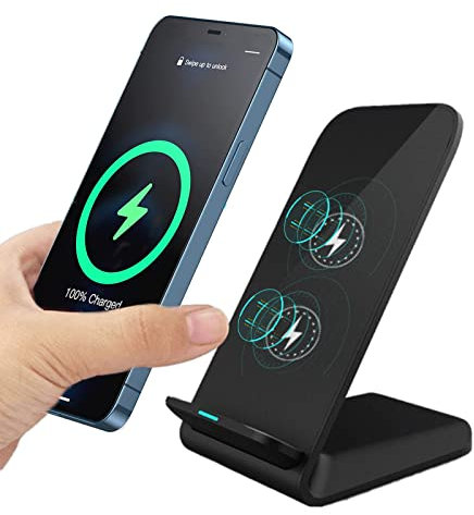 ciciglow Caricatore Wireless, Certificato Qi, Supporto di Ricarica Rapida da 15 W Adatto per telefoni e Tablet Android iOS