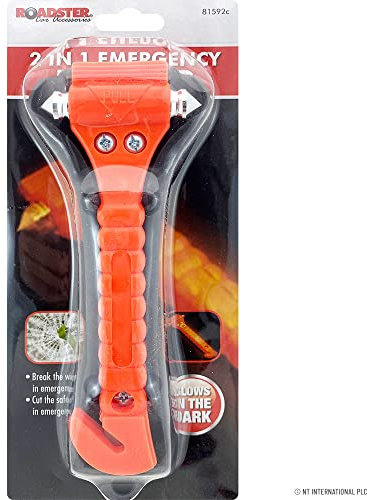 2 in 1 Universal Emergency Hammer - Safety Window Breaker Hand Tool & Seat Belt Cutter | Double Sided Head, Car, Bus, Lorry Escape Mallet | Life Saving, Essential