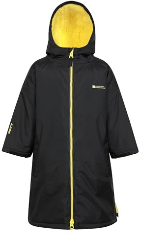 Mountain Warehouse Tidal wasserdichter Kinderbademantel - IsoTherm und winddichte Strandkleidung mit Fleece-Futter, für Jungen und Mädchen - Frühling, Sommer, Strand Tiefschwarz Large