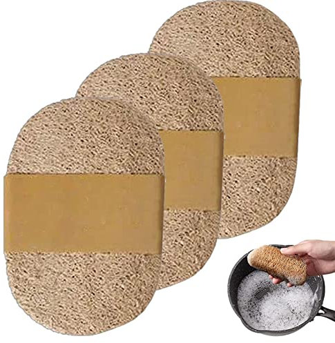 PISOLE 10 Natural Sponges for Dishes - 3 Natural Dishwashing Sponge | Natural Cleaning Sponge Kitchen Vegetable Scrubber Dishwashing Brush Zero Waste Loofah