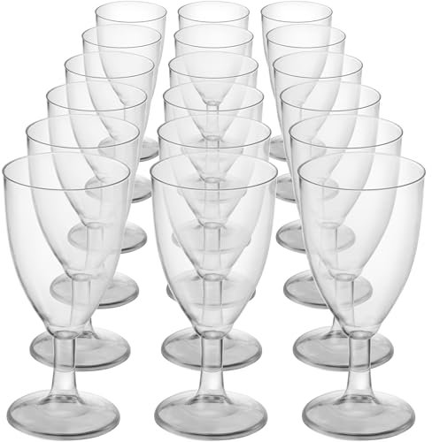 JoyServe Bulk 7 oz Plastic Disposable Wine Glasses - (Pack of 24) Clear BPA-Free Plastic Wine Glasses with Stem and Party Drinking Glass Cups for Parties, Weddings, Toasts, Food Samples, Catering