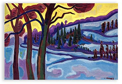 GEILEX Berühmte Gemälde von Karl Schmidt-Rottluff, Druck auf Leinwand. Kunstdruck und Poster auf Leinwand. Abstrakte Home Decor Berühmte Bilder(Erzgebirge) 80 x 120 cm (31,5 x 47,3), rahmenlos