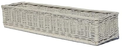 Blumenkasten aus Weide Weiß Länge 50-80cm, Pflanzkasten, Balkontopf, Pflanztopf, Balkonkasten (60 cm)