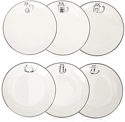 Veemoon 6pièces Lot de Assiettes Rondes Céramique Plat De Service Style pour Maison Assiettes De Dîner Rondes