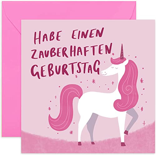 Old English Co. Niedliche Einhorn-Geburtstagskarte – lustige rosa magische Einhorn-Geburtstagskarte für Mädchen und Sie – Alles Gute Zum Geburtstag Karte für Schwester, Bruder, Freund, leere