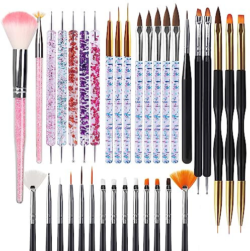 WIAONE Artdone 35pcs Nail Art Pens brushes,Nail Art Tool Set,Nail Dotting Tools,Nail Dust Brush,Striping Nail Art Brushes for Long Lines,Nail Drawing Pen For Nail Design