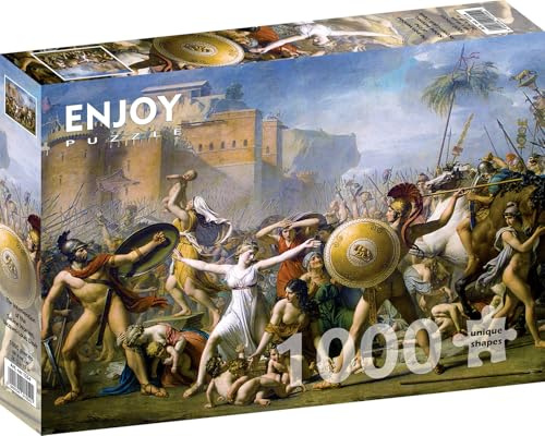 1000 Pieces Jigsaw Puzzle – Matte Finish, Soft Touch, Sturdy and Unique Pieces, Tight Fit, Vivid Colors, Missing Pieces Service – Sabine Women Intervention – David Famous Painting – by ENJOY Puzzle