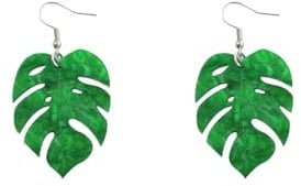 Green Palm Leaf Dangle Earrings for Women Girls Lightweight Resin Tropical Green Plant Charms Drop Fish Hook Stud Earring Fashion Cute Festival Ornament Jewelry Unique Gifts Nature Lover (Short)