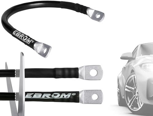 EBROM FLY Batteriekabel KFZ Kabel Fahrzeugleitung 10 mm² schwarz fertig konfektioniert, ab 30 cm bis 10 m + Ringösen/Kabelschuhe M8/M10/M12 10mm2, Ihre Auswahl: 10 mm2-70 cm - Kabelschuh M6 + M10