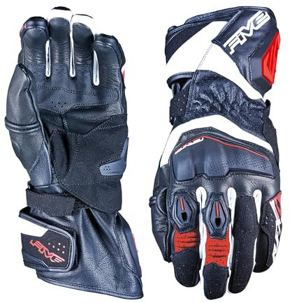 Five 830022 Gants de Moto Racing, RFX4 EVO, Gants Sportif polyvalent Route et Piste, Noir Blanc Rouge, L