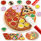 Feelhap Pizza-Set Zubehör aus Holz,Pizza Kinderküche Holzspielzeug Spielküche Zubehör Holzpizza für Kinder,Spielküche Pizza-Schneidespielzeug Pädagogisches Rollenspiel Lernspielzeug Geschenk